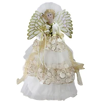 16" White & Gold Lighted Angel Christmas Tree Topper