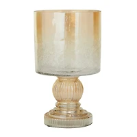 11" Brown Glass Traditional Hurricane Candle Holder