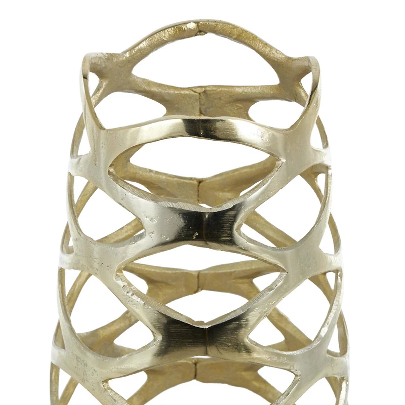Gold Aluminum Geometric Tall Cutout Vase