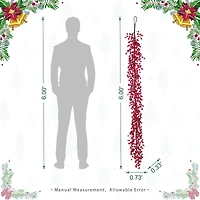 Glitzhome® 6ft Christmas Red Berries Garland