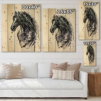 Designart - Portrait of Friesian Horse With Long Manes