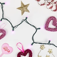 50ct Pink LED Wide Angle Christmas Lights  16.25ft Green Wire