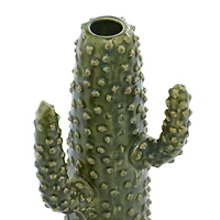 Green Ceramic Eclectic Vase, 12" x 5" x 6"