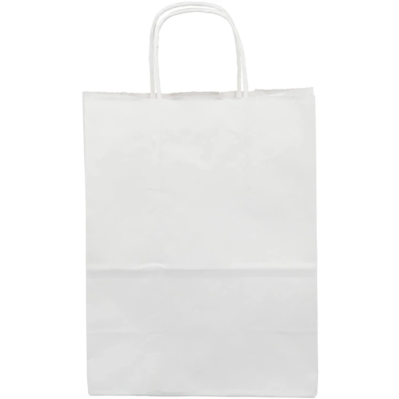 JAM Paper Medium White Kraft Solid Gift Bags, 100ct.