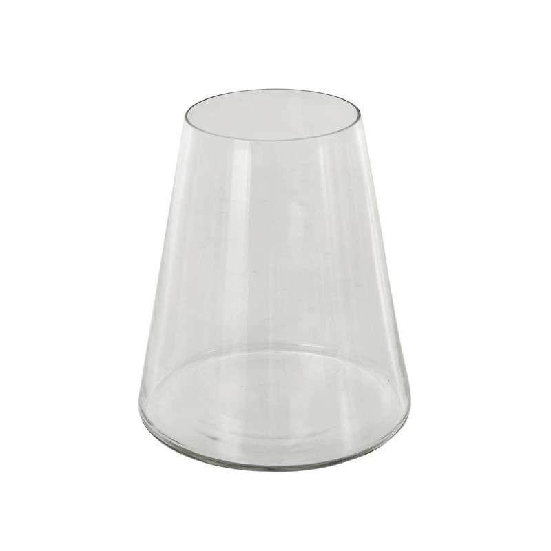 8.5" Clear Glass Wide Cone Shaped Decorative Vase