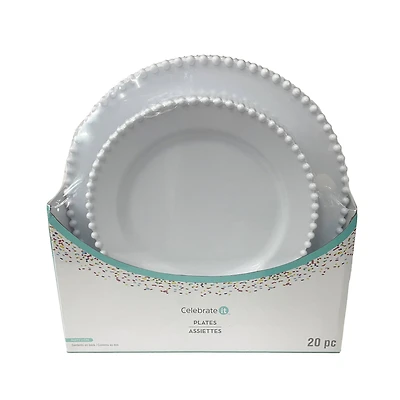 White Beaded Lunch & Dinner Plate Set, 20ct. by Celebrate It™