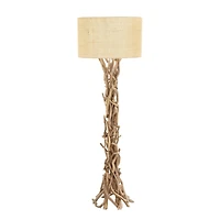 Beige Wood Rustic Floor Lamp, 62" x 22" x 22"