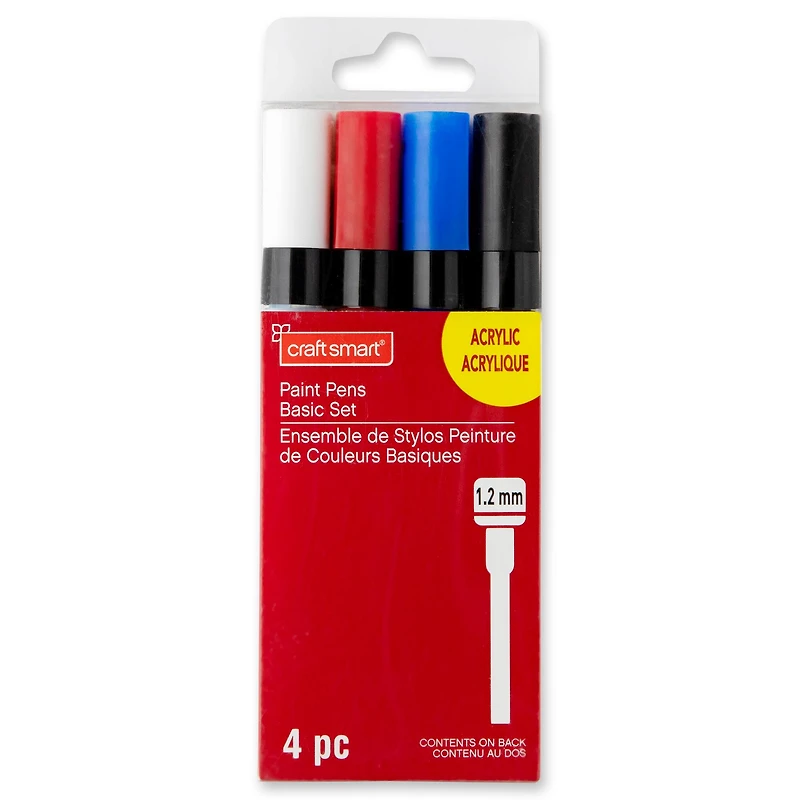 6 Packs: 4 ct. (24 total) 1.2mm Basic Permanent Paint Pen Set by Craft Smart®