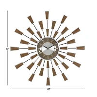 22" Brown Metal Modern Wall Clock