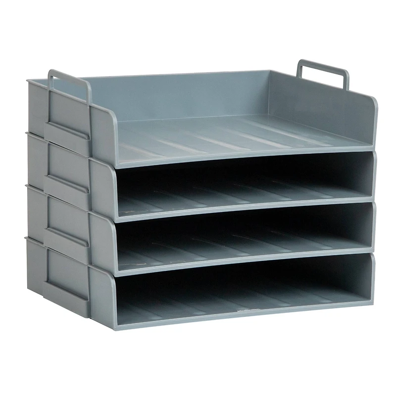 Mind Reader Stackable Paper Tray, Desktop Organizer, File Storage, Office, Plastic, 4 Pcs