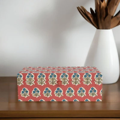 Hello Honey® 12" Multicolored Fabric Covered Jewelry Box with Floral Pattern and Interior Mirror