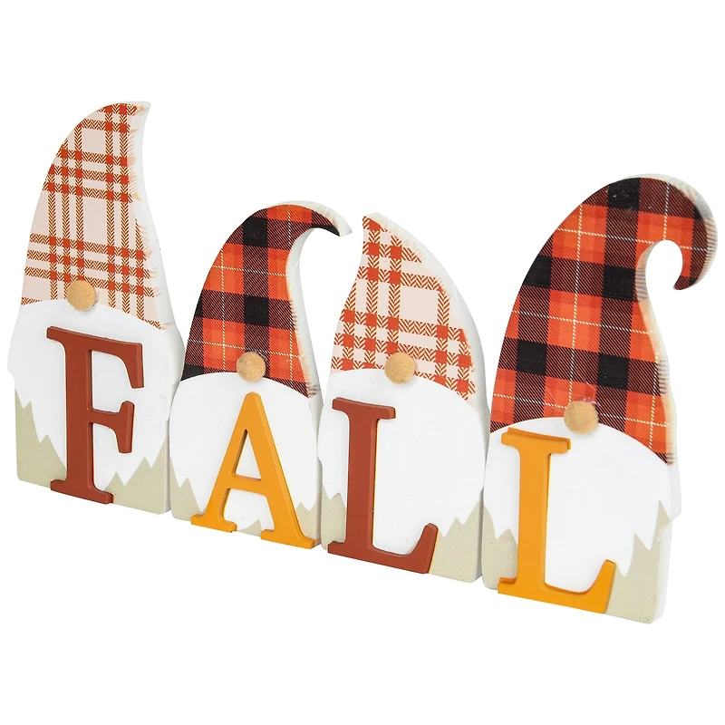 Plaid Gnomes Fall Harvest Wooden Sign - 10"