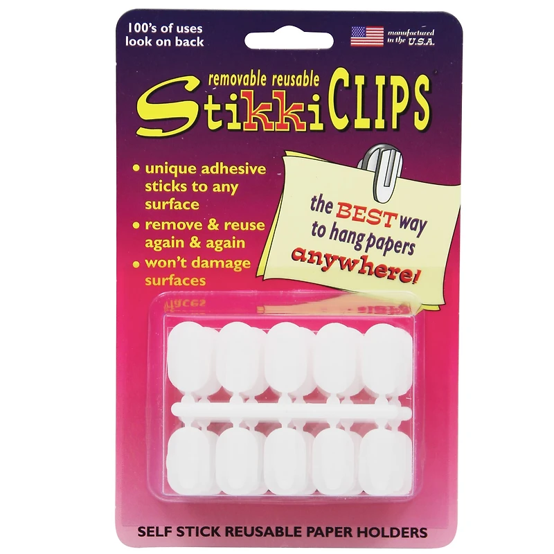 StikkiCLIPS™ White Adhesive Clips, 3 Packs of 30