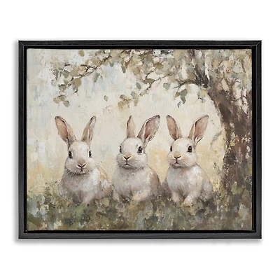 Stupell Industries Fairytale Bunnies Under Tree Floating Frame Wall Art