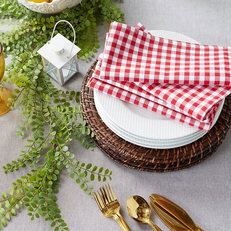 DII® Tango Red Gingham Check Cloth Dinner Napkins, 6ct.