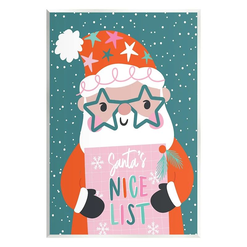 Stupell Industries Santa's Nice List Falling Snow Wall Plaque Art