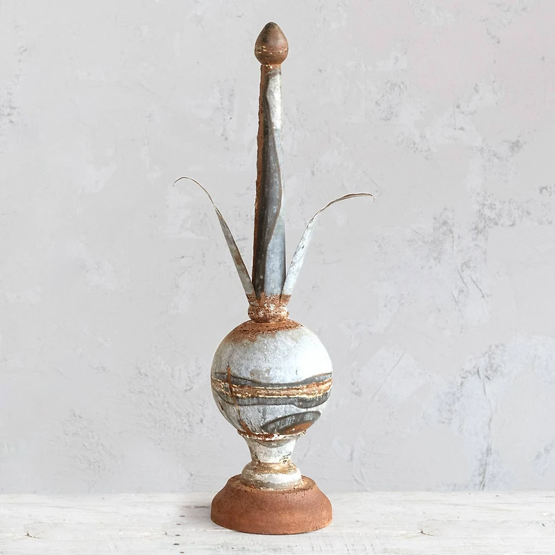 Hello Honey® 25" Distressed Zinc Finish Metal Finial Spindle Décor