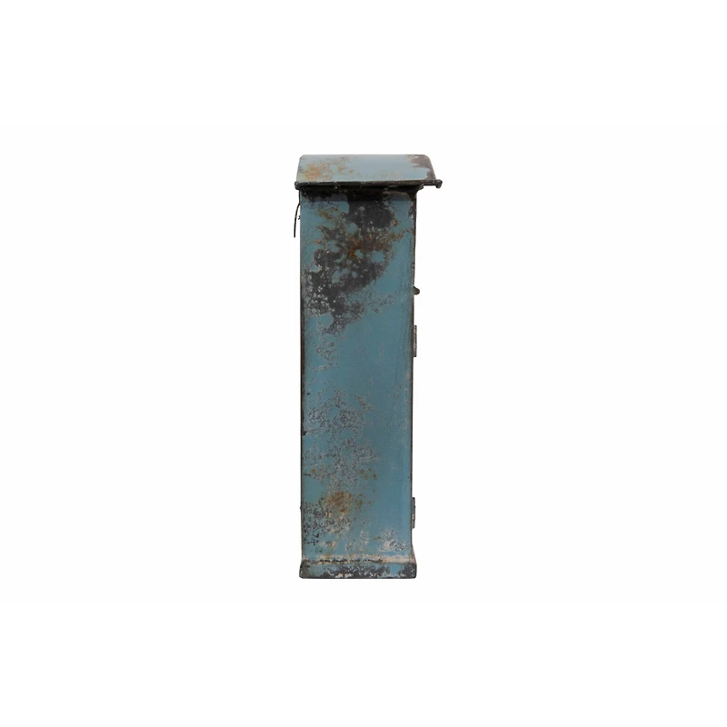 Hello Honey® 12" Distressed Blue Embossed Tin Mail Box