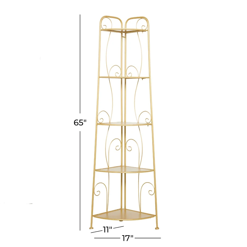 Gold Iron Glam Bakers Rack, 65" x 17" x 11"