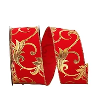 JAM Paper 2.5" x 20yd. Red Wired Swirl Fantasy Velvet Ribbon