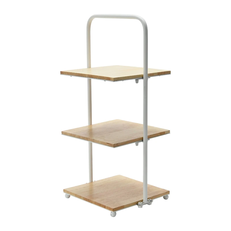 24'' White Modern Decorative Tray with 3 shelves