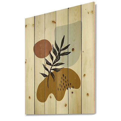 Designart - Botanical Minimalist Leaf With Abstract Shapes II