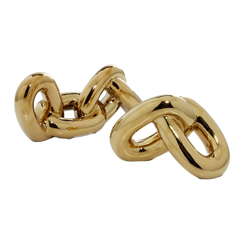 CosmoLiving by Cosmopolitan Gold Porcelain Glam Chain Sculpture Set