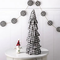 Glitzhome® 17" Black & White Plaid Fabric Tabletop Tree