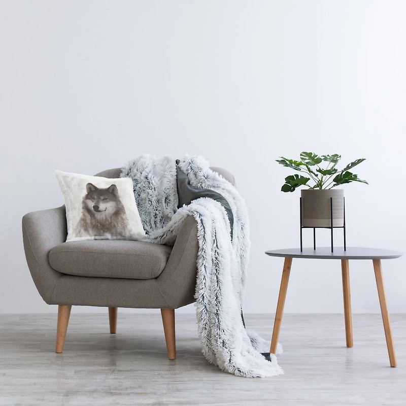 Stupell Industries Woodland Wild Wolf Portrait Abstract Fir Tree Forest Throw Pillow 18" x 18"