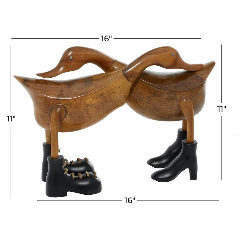 Brown Wood Farmhouse Sculpture, Duck 11" x 16" x 6"