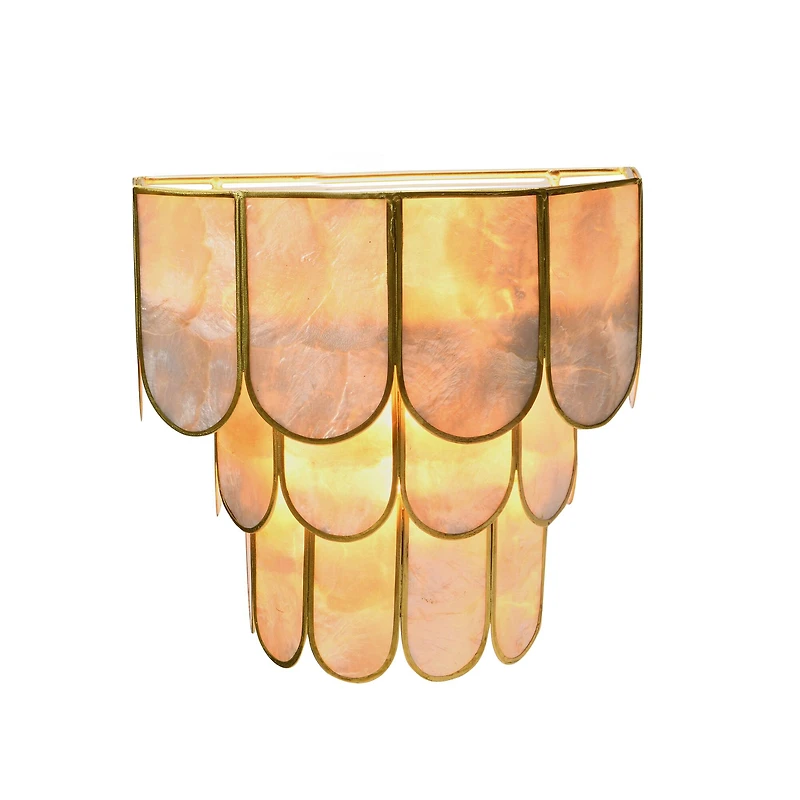 Hello Honey® 9" 4-Tier Capiz and Metal Wall Sconce