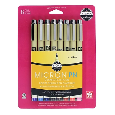 Pigma® Micron™ PN Durable Plastic Nib Pen 8 Color Set