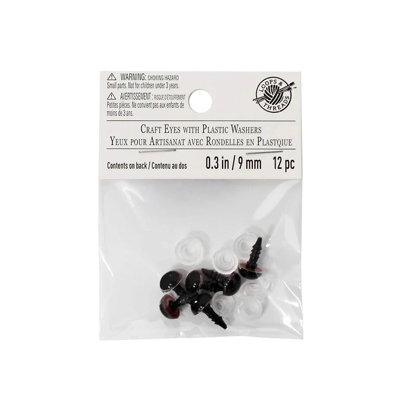 Craft Eyes with Plastic Washers Loops & Threads®, 9mm