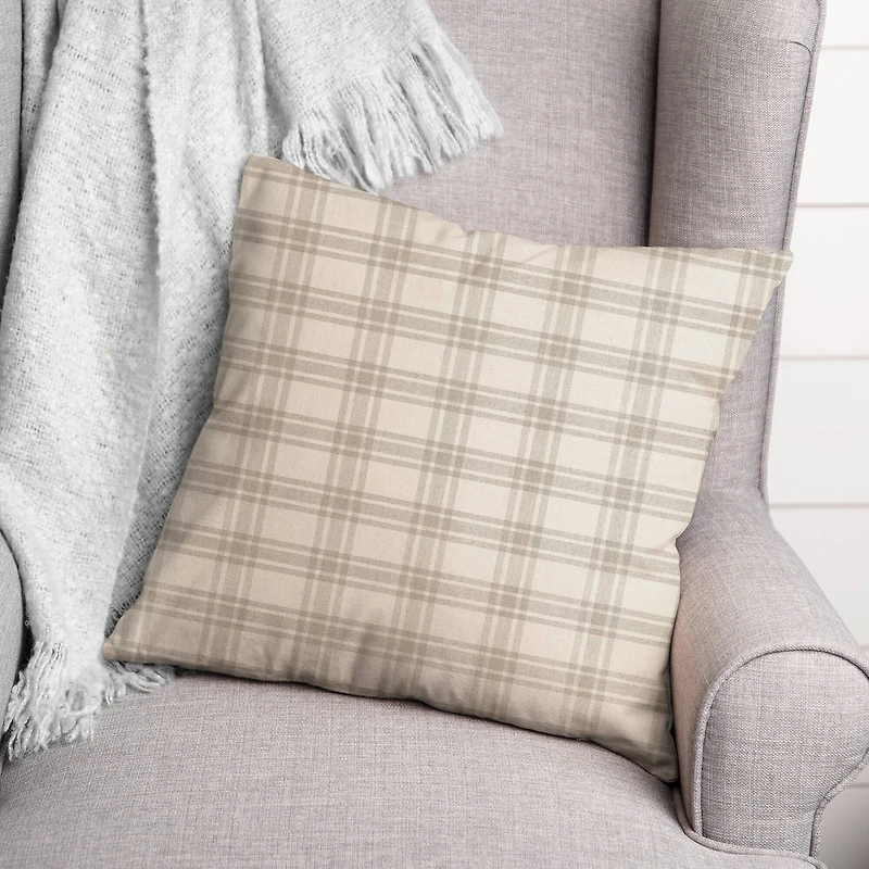 Gray Plaid Throw Pillow