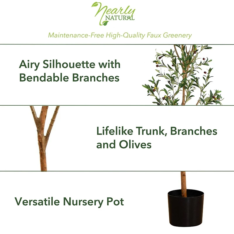 4ft. Potted Artificial Olive Tree with Natural Trunk