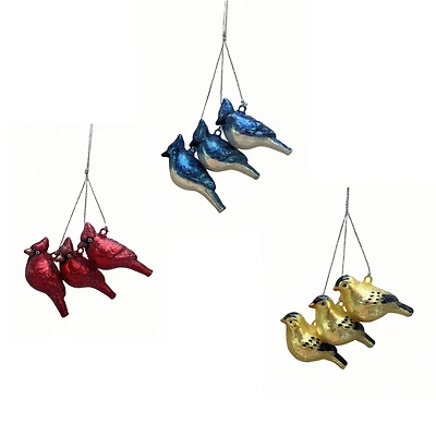 Assorted 5" Triple Birds Glass Ornament, 1pc. by Ashland®