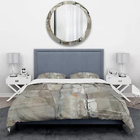 Designart 'Grey Silver Geometric Composition' Geometric Bedding Set