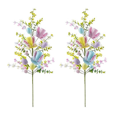 Glitzhome® 28" Easter Glitter Egg & Top Hat Picks Set