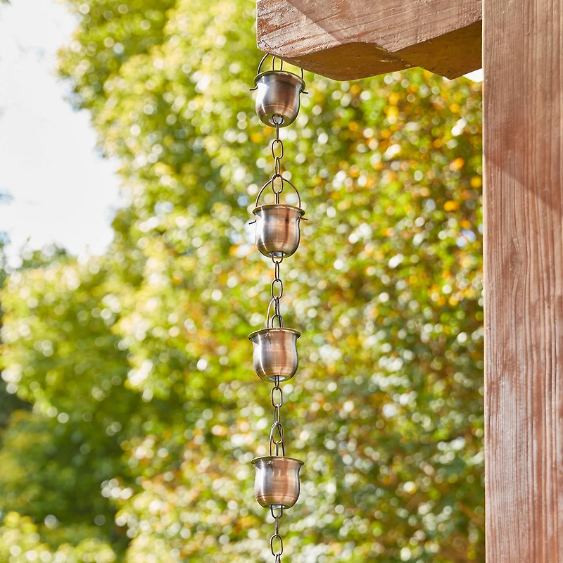 Glitzhome® 8.5ft. Copper Cup Shaped Rain Chain