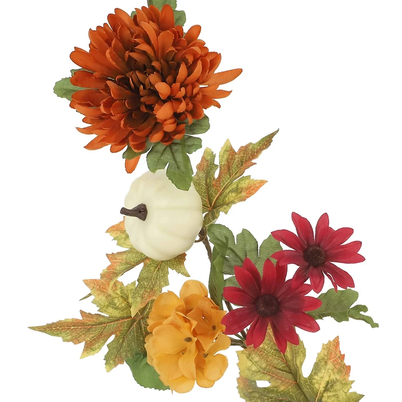 6ft. Orange & Yellow Mum, Hydrangea & Pumpkin Garland by Ashland®