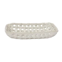 Hello Honey® 6.5" Handmade White Stoneware Basket Dishes, 4ct.
