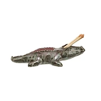 Hello Honey® 6.5" Green Stoneware Alligator Match Holder