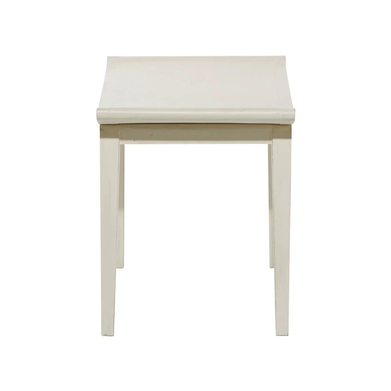 17" White Wood Traditional Stool