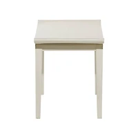17" White Wood Traditional Stool