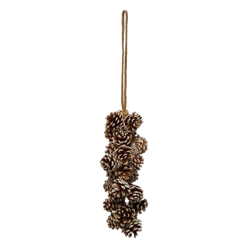 Hello Honey® Snow Finish Natural Pinecone Cluster with Jute Hanger