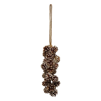 Hello Honey® Snow Finish Natural Pinecone Cluster with Jute Hanger