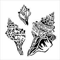 The Crafter's Workshop Conch Shells Stencil, 6'' x 6''