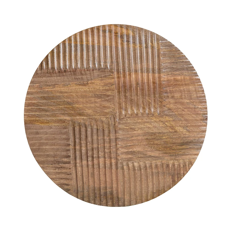 Habitat Izzy 20" Natural Crosshatch Round Wood Wall Art