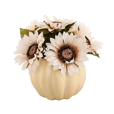 Flora Bunda® 10" Cream Sunflowers in Pumpkin Décor