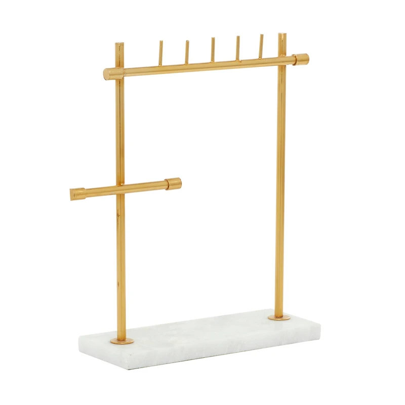 Gold Marble Modern Jewelry Stand, 13" x 12" x 4"
